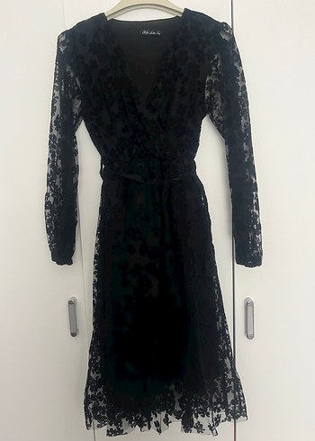 Nakışlı Siyah Gotik Uzun Kadın Elbise - Görsel 2