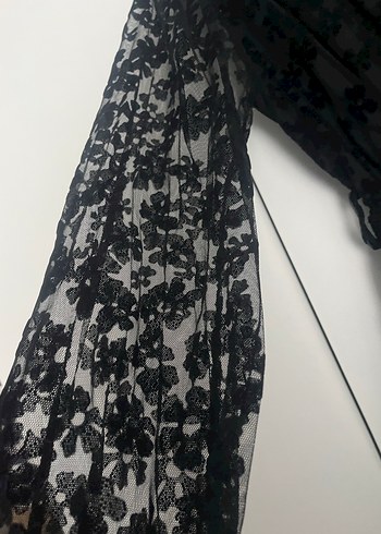 Nakışlı Siyah Gotik Uzun Kadın Elbise - Görsel 5