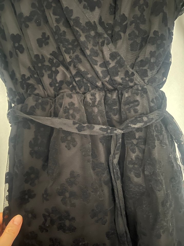 Nakışlı Siyah Gotik Uzun Kadın Elbise - Görsel 3