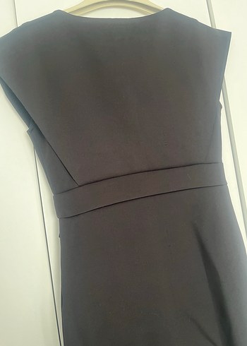 Siyah V Yaka Midi Renkli Elbise - Görsel 8