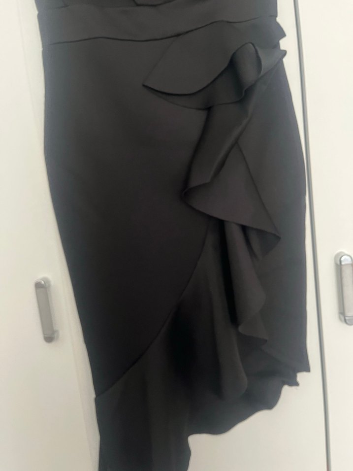 Siyah V Yaka Midi Renkli Elbise - Görsel 3