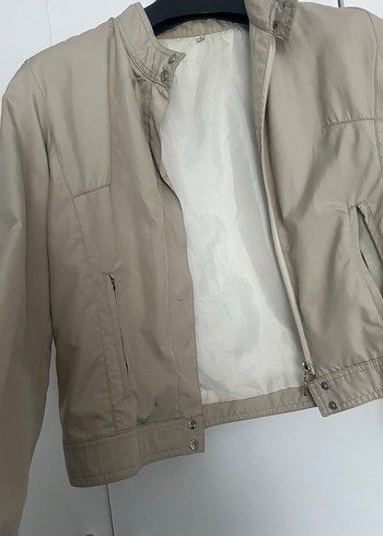 Düğmeli Bej Midi ceket - Görsel 3