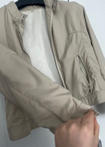 Düğmeli Bej Midi ceket - Görsel 2