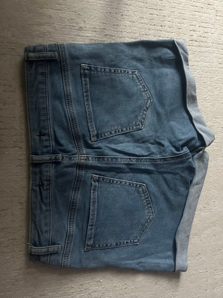 Düğmeli Mavi Nakışlı Kadın Denim Pantolon - Görsel 2