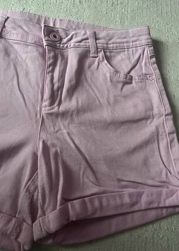 Pembe Kadın Midi Keten Mini Şort - Görsel 3