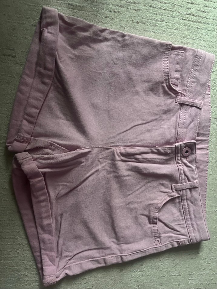 Pembe Kadın Midi Keten Mini Şort - Görsel 4