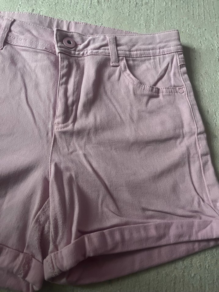 Pembe Kadın Midi Keten Mini Şort - Görsel 3