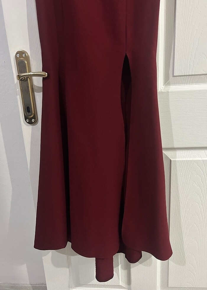 Straplez Bordo Abiye - Görsel 3