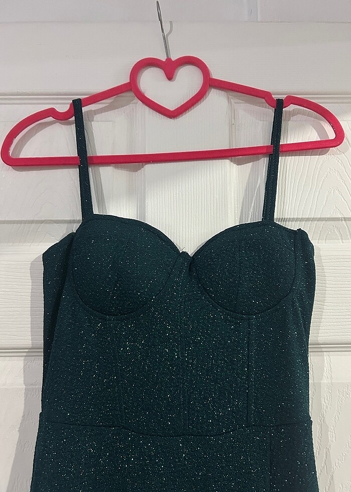 İnce Askılı Yeşil Abiye - Görsel 2