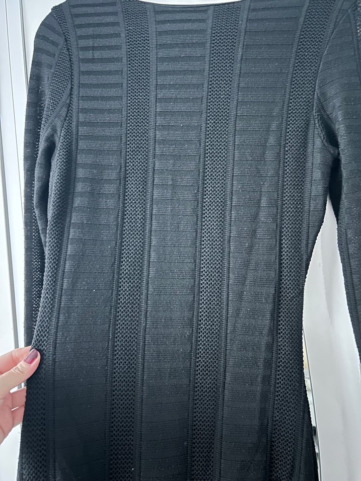 Uzun Kollu Siyah Dar Kesim Uzun Elbise - Görsel 2