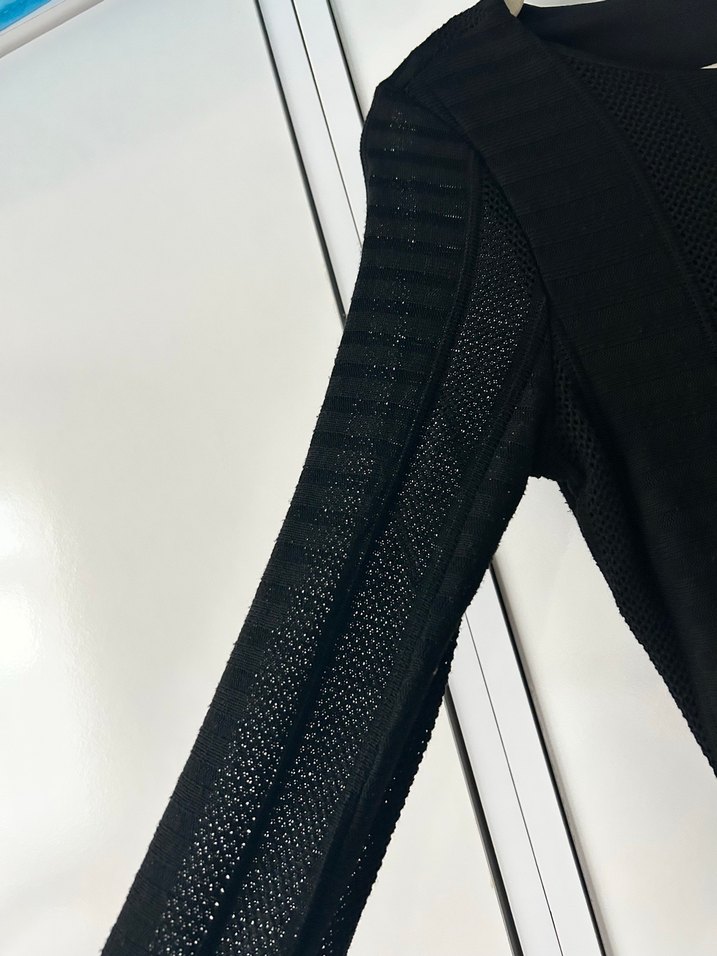 Uzun Kollu Siyah Dar Kesim Uzun Elbise - Görsel 4