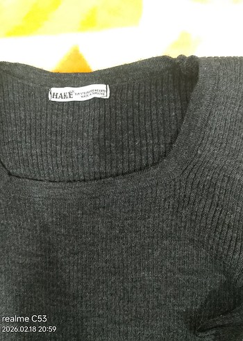 Antrasit Gri Kadın  Triko Kazak - Görsel 2