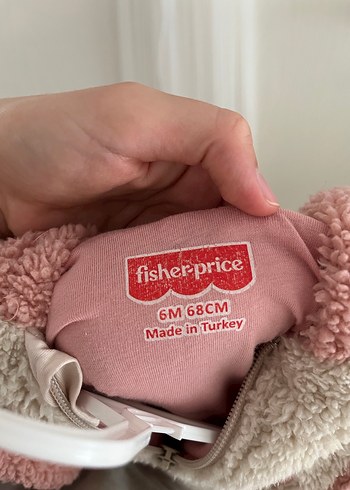 Kapüşonlu Pembe Peluş Bebek Tulumu - Görsel 6
