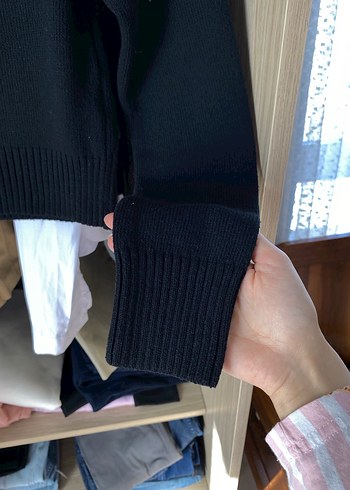 Yüksek Yaka Siyah Triko Kadın Kazak - Görsel 3