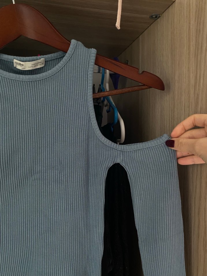 Gri Uzun Kollu Triko Kadın Kazak - Görsel 2