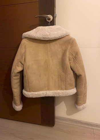 Kürklü Süet Bej Kısa Kadın Ceket - Görsel 2