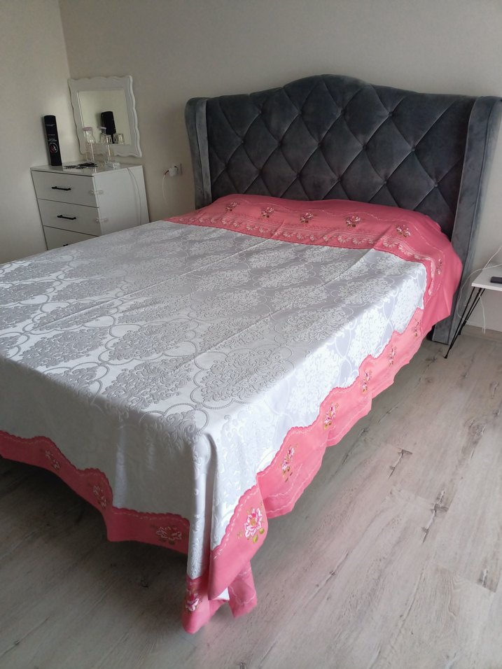 çift kişilik iğne oyalı pamuk saten pike takımı - Görsel 2