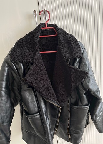 Siyah Kürklü Deri Kadın Kışlık Ceket - Görsel 2