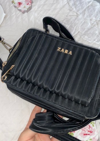 Beden siyah Renk Zebra Desenli Siyah Deri Zara Çanta