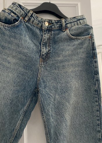 l Beden mavi Renk Düğmeli Gri Mavi Kadın Kot Pantolon