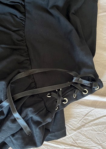 Siyah Fırfırlı Gotik Mini Etek - Görsel 2