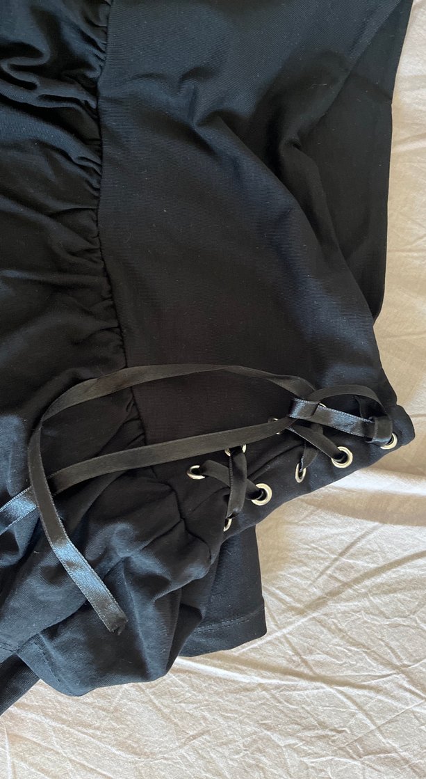 Siyah Fırfırlı Gotik Mini Etek - Görsel 2