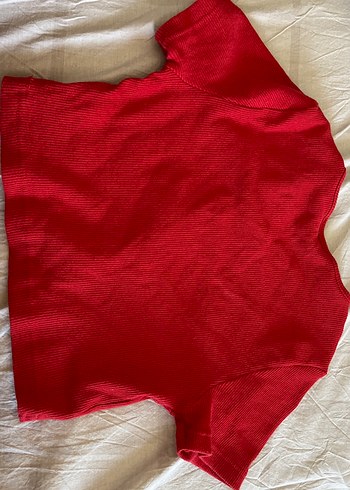 Kırmızı Kadın Crop Tişört - Görsel 2