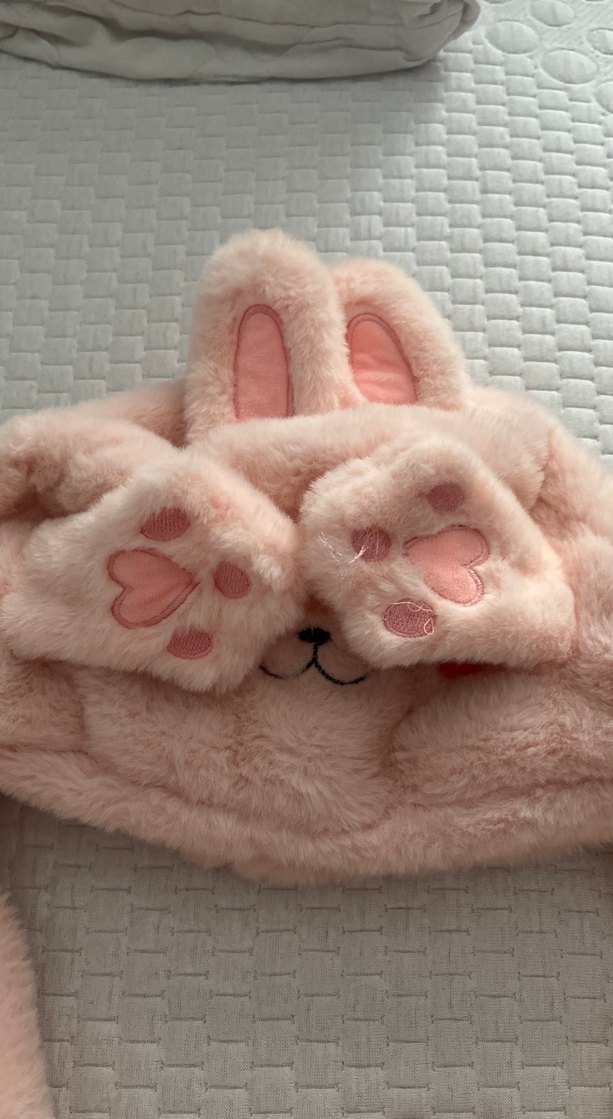 Pembe Peluş Tavşan Şapka - Görsel 3