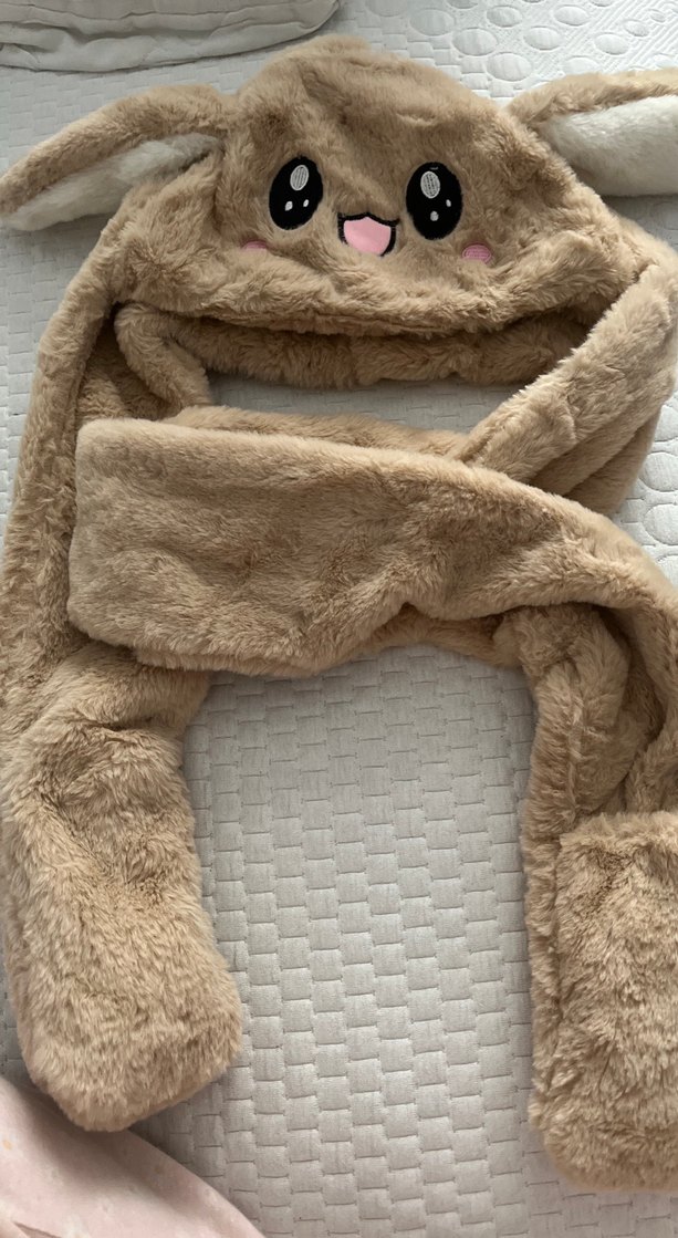 Bej Peluş Tavşan Kulaklı Çocuk Bere - Görsel 2