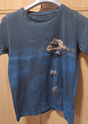 Erkek Çocuk Kısa Kollu Baskılı Denim T-shirt