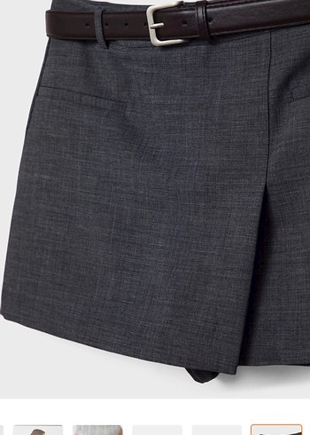 Stradivarius Gri Kemerli Mini Etek