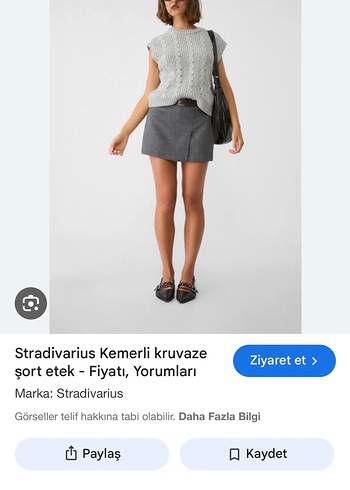 xs Beden gri Renk Gri Kemerli Mini Etek