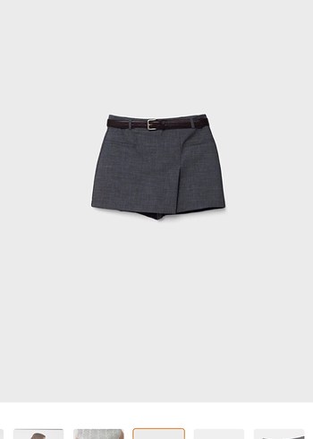 Gri Kemerli Mini Etek