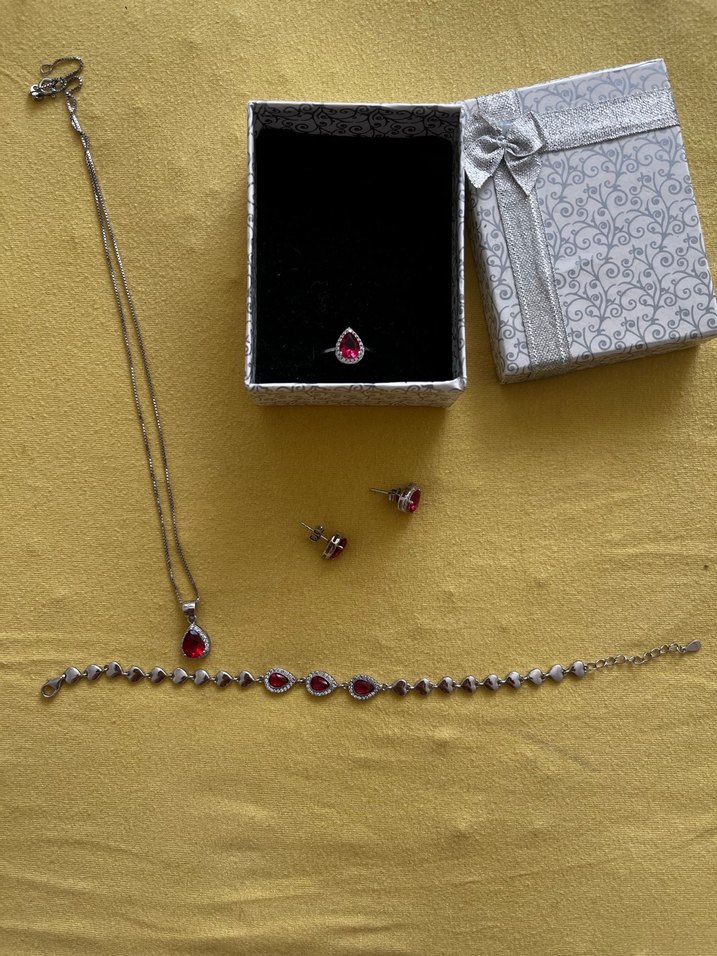 Kırmızı Taşlı Gümüş Kadın Takı Seti - Görsel 3