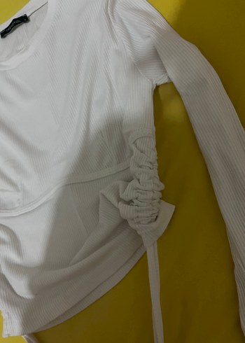Beyaz Uzun Kollu Kadın Tişört - Görsel 5