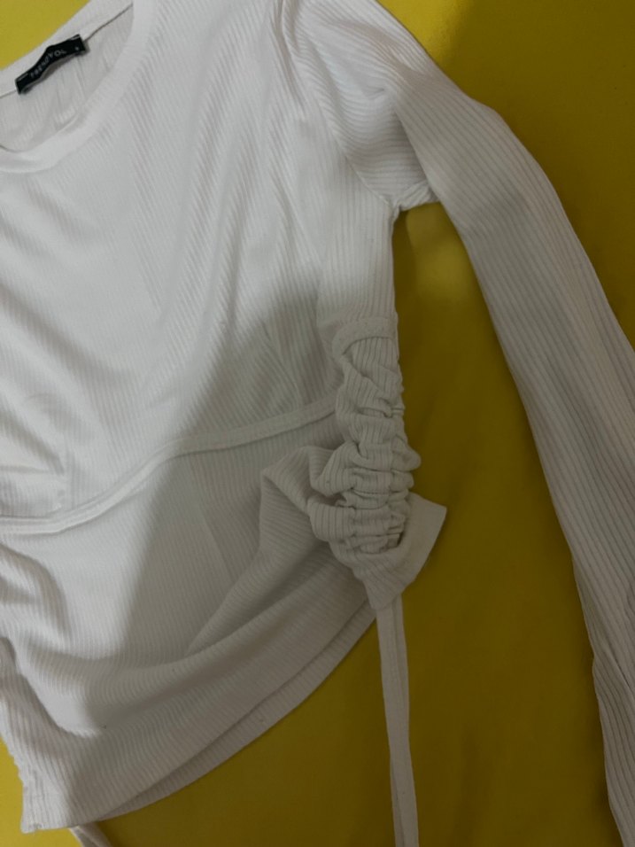 Beyaz Uzun Kollu Kadın Tişört - Görsel 5