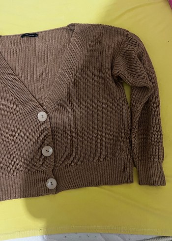 Düğmeli Kahverengi Kadın Hırka - Görsel 2