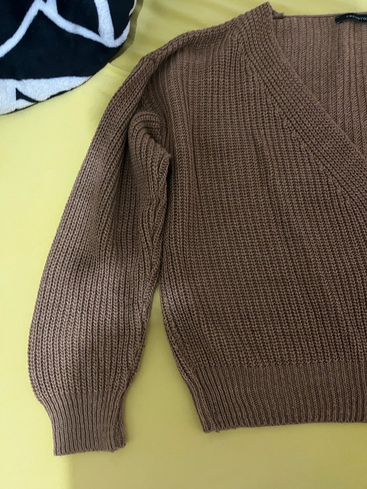 Düğmeli Kahverengi Kadın Hırka - Görsel 4