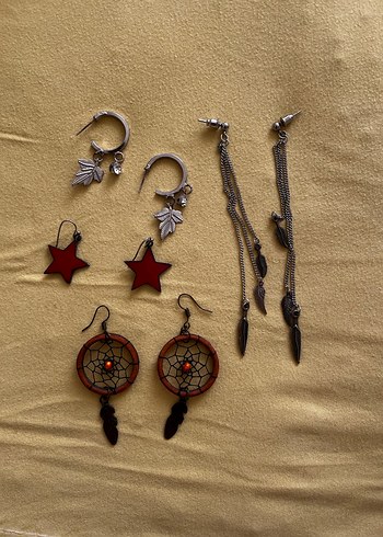 Bohem Kırmızı Boncuklu Mini Küpe Seti - Görsel 2