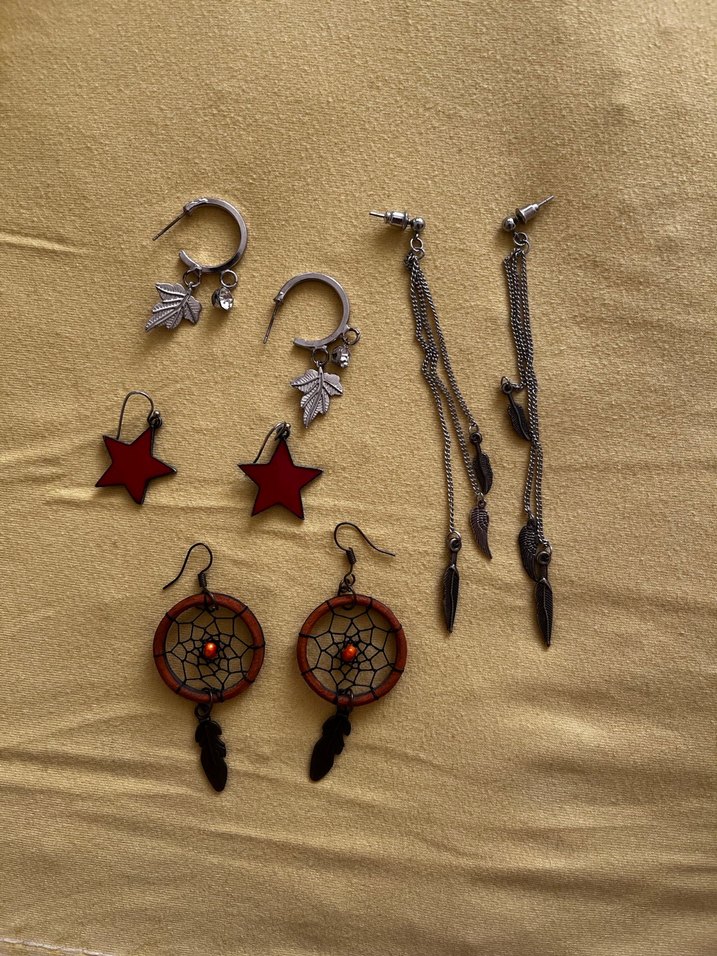 Bohem Kırmızı Boncuklu Mini Küpe Seti - Görsel 2