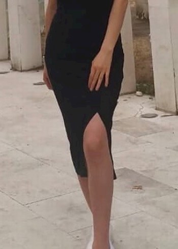 Siyah Yırtmaçlı Uzun Elbise - Görsel 5