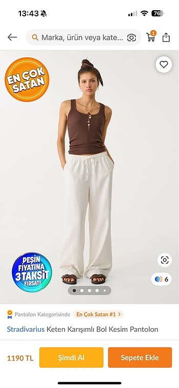 Stradivarius keten pantolon