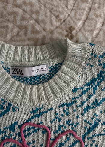 Zara Nakışlı Örgü Beyaz Kadın Süveter