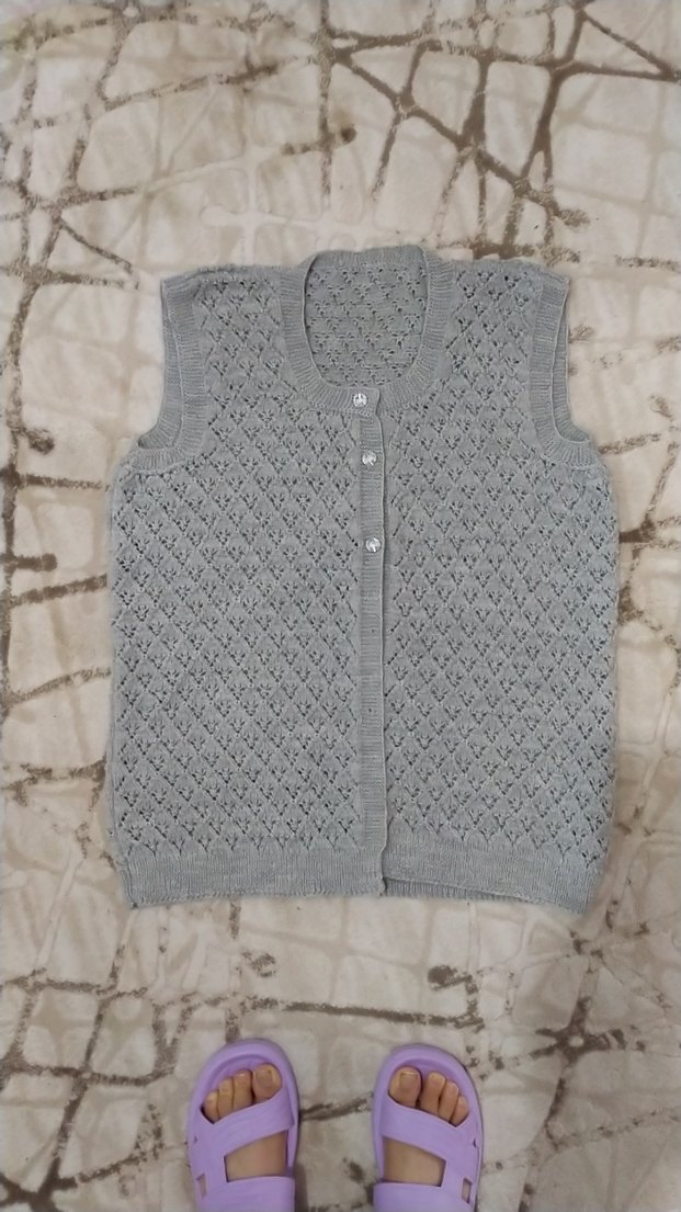 Diger Gri Örgü Kadın Yelek - Görsel 2