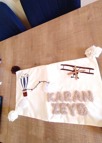 Pamuklu Baskılı Bej Çocuk Yastığı - Görsel 3