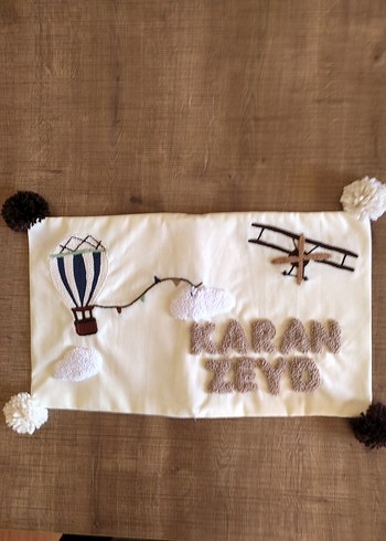 Pamuklu Baskılı Bej Çocuk Yastığı - Görsel 4