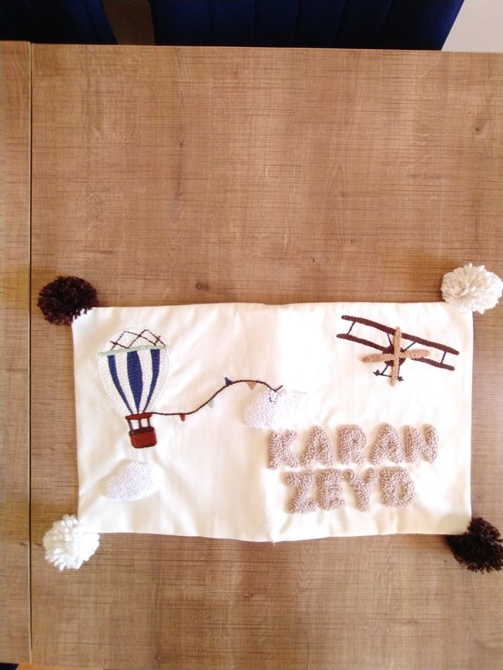 Pamuklu Baskılı Bej Çocuk Yastığı - Görsel 5