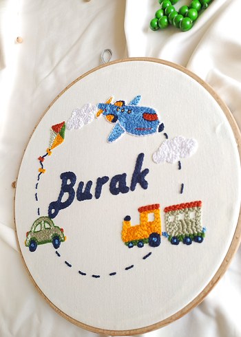 Çocuklar için Nakışlı Renkli kapı süsü kasnak pano - Görsel 2