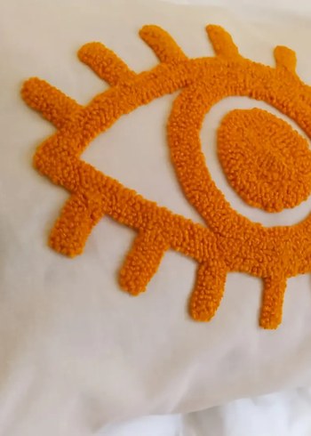 Turuncu Nakışlı Bohem Dekoratif Yastık - Görsel 4