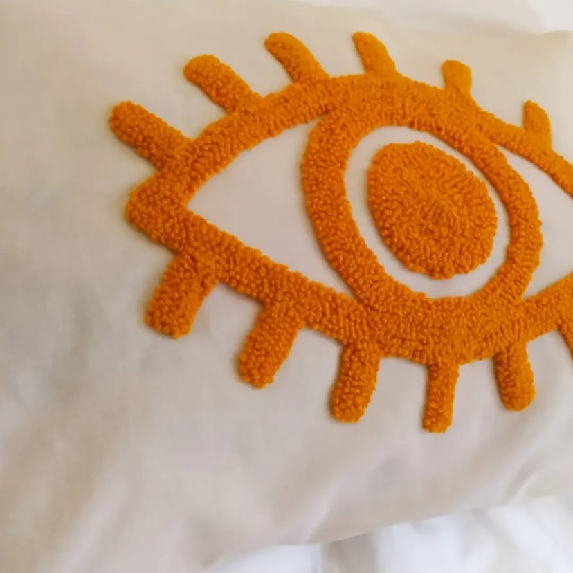 Turuncu Nakışlı Bohem Dekoratif Yastık - Görsel 4